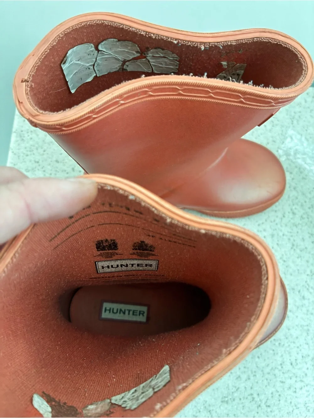 Hunter Kids Short Pearl iridescent Coral Waterproof Rain Boots. Size UK 6